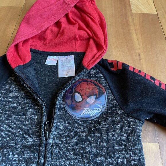 Marvel Spider-Man Toddler Boys Full-Zip Hoodie Jacket 3T Black & Red - Picture 4 of 4